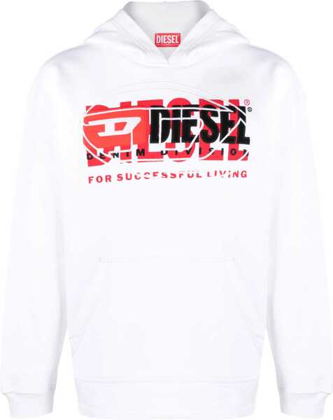 Bluze de trening Diesel Red Tag Embroidered S-Baxt Hoodie With Patch Pocket White Barbati (BM 16815183) 1