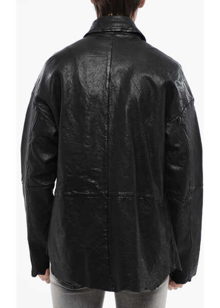Geci de piele Diesel Wrinkled Effect Leather L-Mart-A Jacket Black Barbati (BM 16815195) 2