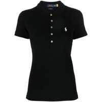 Tricouri Polo 'Julie' Black Polo Shirt With Classic Collar And Pony Embroidery On The Front In Cotton Stretch Woman Femei
