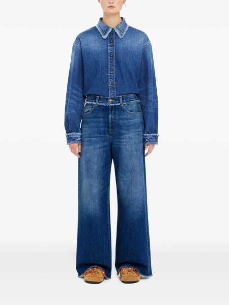Pantaloni casual ALANUI Alanui Fringed Jeans DARK WASH BLUE DEMIN Femei (BM 16820003) 2