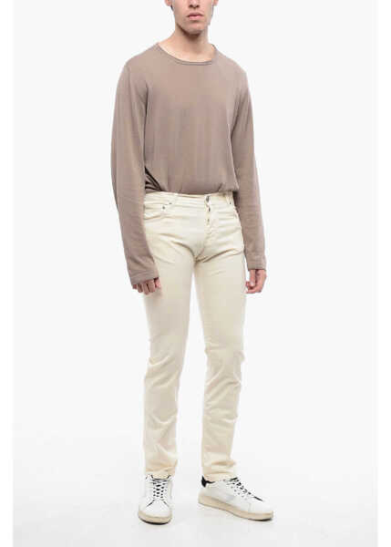 Pantaloni casual CORNELIANI Id Regular Waist Cotton Stretch 5 Pockets Pants With 4-Butto Beige Barbati (BM 16822203) 4