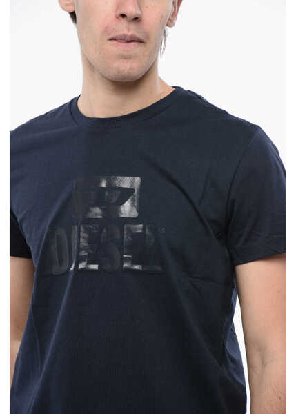 Tricouri Diesel Solid Color T-Diego Crew-Neck T-Shirt With Tone On Tone Logo Midnight Blue Barbati (BM 16822227) 3
