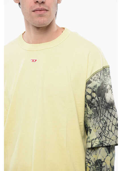 Tricouri Diesel Red Tag Cotton T-Wesher-N5 Crew-Neck T-Shirt With Animal Mot Yellow Barbati (BM 16822269) 3