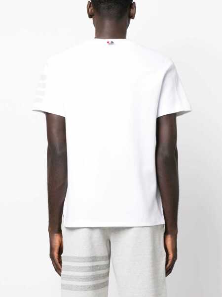 Tricouri Thom Browne T-Shirt horizontal bands WHITE Barbati (BM 16822506) 4