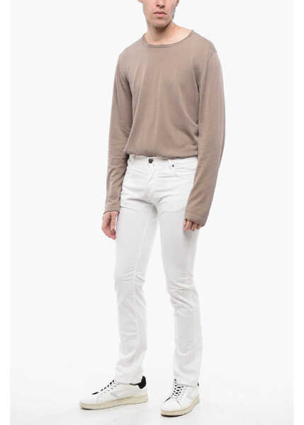 Pantaloni casual CORNELIANI Id Cotton Stretch Lazisefix 5 Pockets Pants With Belt Loops White Barbati (BM 16822734) 4