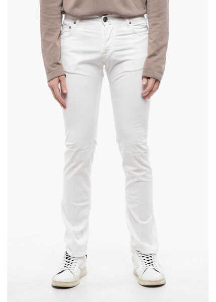 Pantaloni casual CORNELIANI Id Cotton Stretch Lazisefix 5 Pockets Pants With Belt Loops White Barbati (BM 16822734) 1