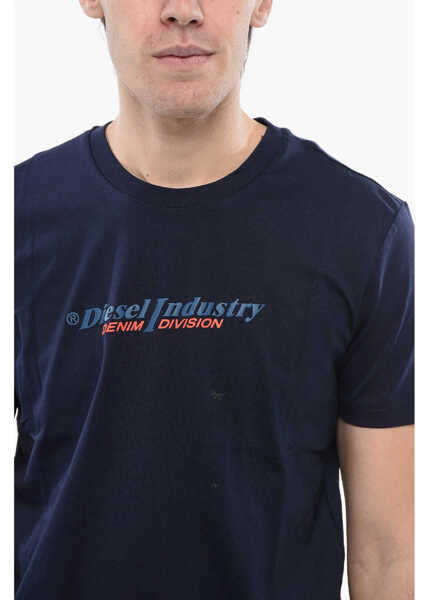 Tricouri Diesel Solid Color T-Diegor New Industries Crew-Neck T-Shirt Blue Barbati (BM 16822764) 3