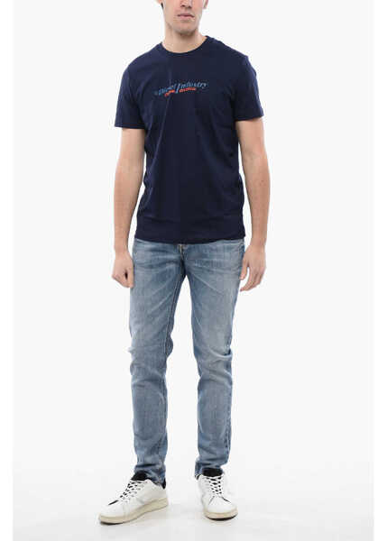 Tricouri Diesel Solid Color T-Diegor New Industries Crew-Neck T-Shirt Blue Barbati (BM 16822764) 4