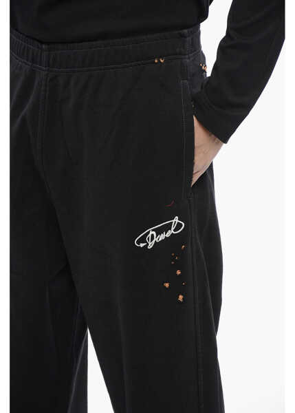 Pantaloni casual Diesel Red Tag Embroidered P-Marky-Pock Casual Pants With Drawstrin Black Barbati (BM 16822773) 3