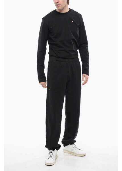 Pantaloni casual Diesel Red Tag Embroidered P-Marky-Pock Casual Pants With Drawstrin Black Barbati (BM 16822773) 4