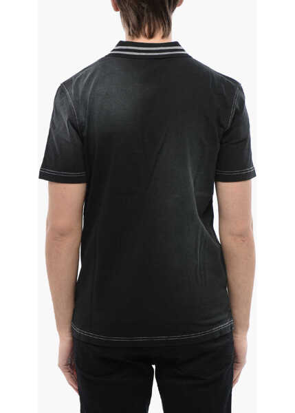 Tricouri Polo Diesel Red Tag Acid Wash T-Smid Polo Shirt With 2-Buttons Black Barbati (BM 16822782) 2