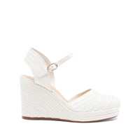 Pantofi cu toc 'Carolyn' White Wedges With Strap In Metallic Raffia Woman Femei