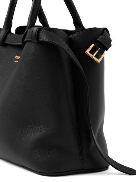 Genti de mana Prada Prada Buckle Medium Leather With Double Belt Bags Black Femei (BM 16825964) 3