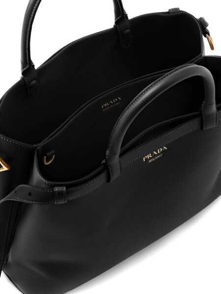 Genti de mana Prada Prada Buckle Medium Leather With Double Belt Bags Black Femei (BM 16825964) 4