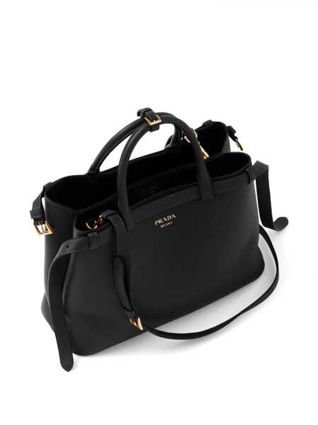 Genti de mana Prada Prada Buckle Medium Leather With Double Belt Bags Black Femei (BM 16825964) 5