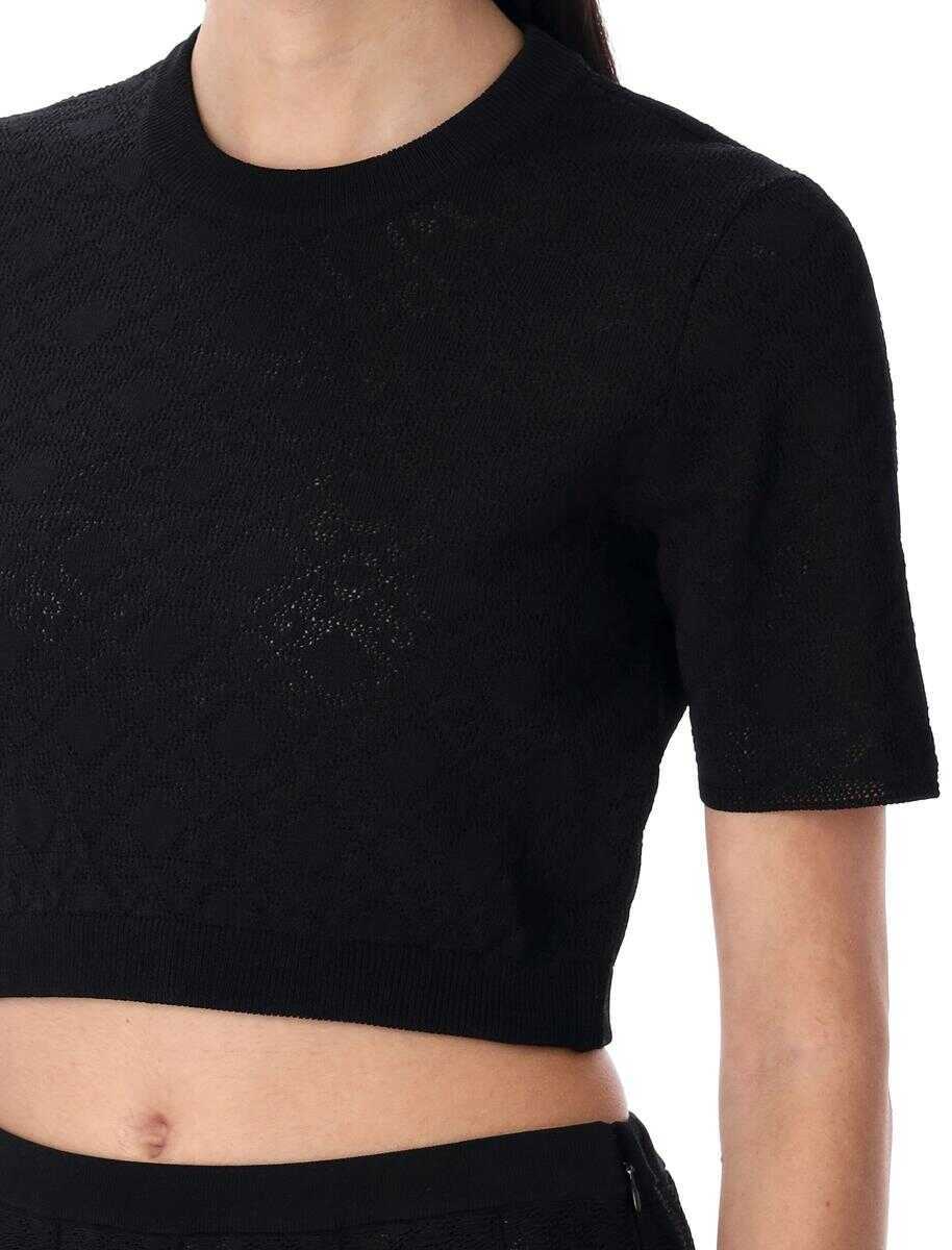 Pulovere Givenchy Givenchy Cropped Sweater In Monogram 72 Jacquard Black Femei (BM 16828298) 3