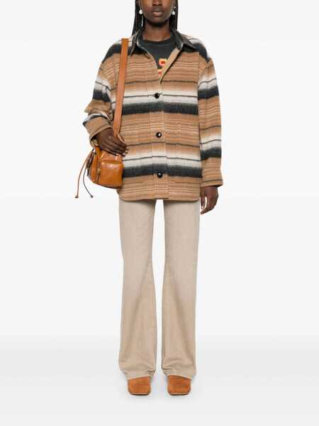 Paltoane Isabel Marant Isabel Marant toile Dayvi Overshirt Coat CAMEL MULTI Femei (BM 16828631) 2
