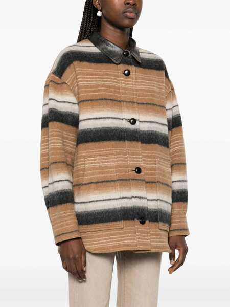 Paltoane Isabel Marant Isabel Marant toile Dayvi Overshirt Coat CAMEL MULTI Femei (BM 16828631) 3