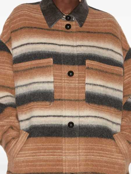 Paltoane Isabel Marant Isabel Marant toile Djila Overshirt Long Coat CAMEL MULTI Femei (BM 16828634) 4