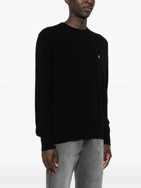 Pulovere Vivienne Westwood Alex Black Crewneck Sweater With Orb Logo Detail On The Front In Wool And Cashmere Woman Black Barbati (BM 16828835) 3