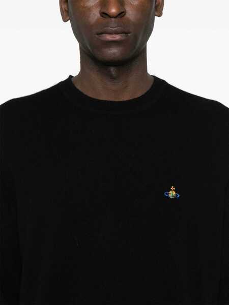 Pulovere Vivienne Westwood Alex Black Crewneck Sweater With Orb Logo Detail On The Front In Wool And Cashmere Woman Black Barbati (BM 16828835) 5