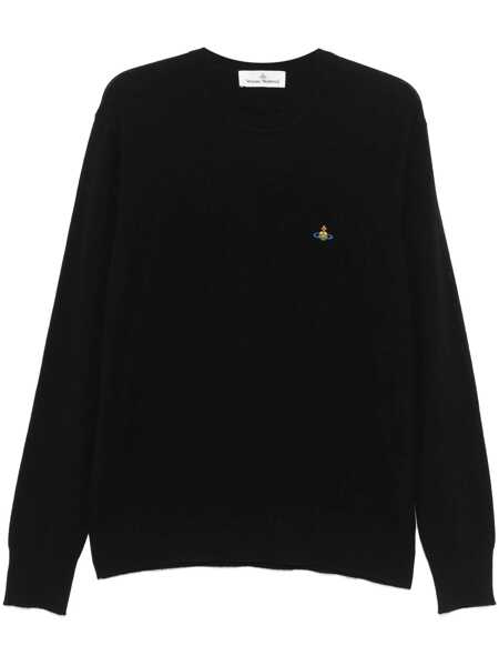 Pulovere Vivienne Westwood Alex Black Crewneck Sweater With Orb Logo Detail On The Front In Wool And Cashmere Woman Black Barbati (BM 16828835) 1