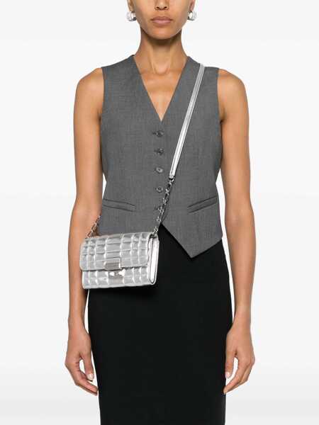 Genti de umar Michael Kors Tribeca Metallic Crossbody Bag With Logo Plaque On The Front And Chain-Link Leather Shoulder Strap In Leather Woman GREY... (BM 16829498) 2