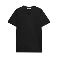 Tricouri Prada Embroidered-Triangle Jersey T-Shirt Femei