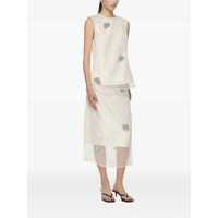 Imbracaminte ROHE Dama - Topuri ROHE White Sleeveless Crewneck Top With Tulip Embroidery In Silk Woman WHITE Femei (BM 16830992) - B-mall.ro
