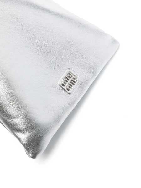 Genti de mana Miu Miu Miu Miu Nappa Leather Pouch Silver Femei (BM 16831667) 4