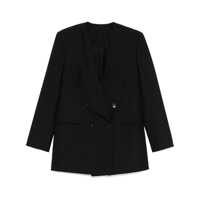 Sacouri Black Double-Breasted Jacket With Chest Pocket In Fabric Woman Femei