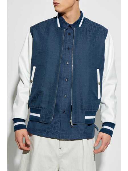 Pulovere Givenchy Givenchy Mixed Mat Varsity Jacket BLUE Barbati (BM 16837133) 3