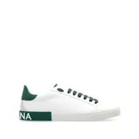 Sneakers 'Portofino' White And Green Low Top Sneakers With Logo Lettering On Tongue And Rear In Leather Man Barbati