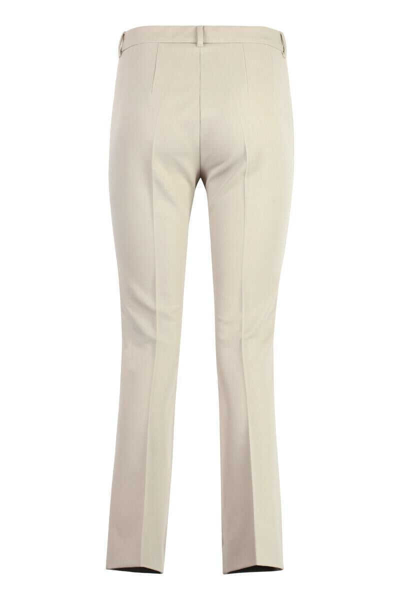 Pantaloni casual Max Mara S Max Mara Stretch Viscose Trousers With Flared Hem Beige Femei (BM 16839809) 2