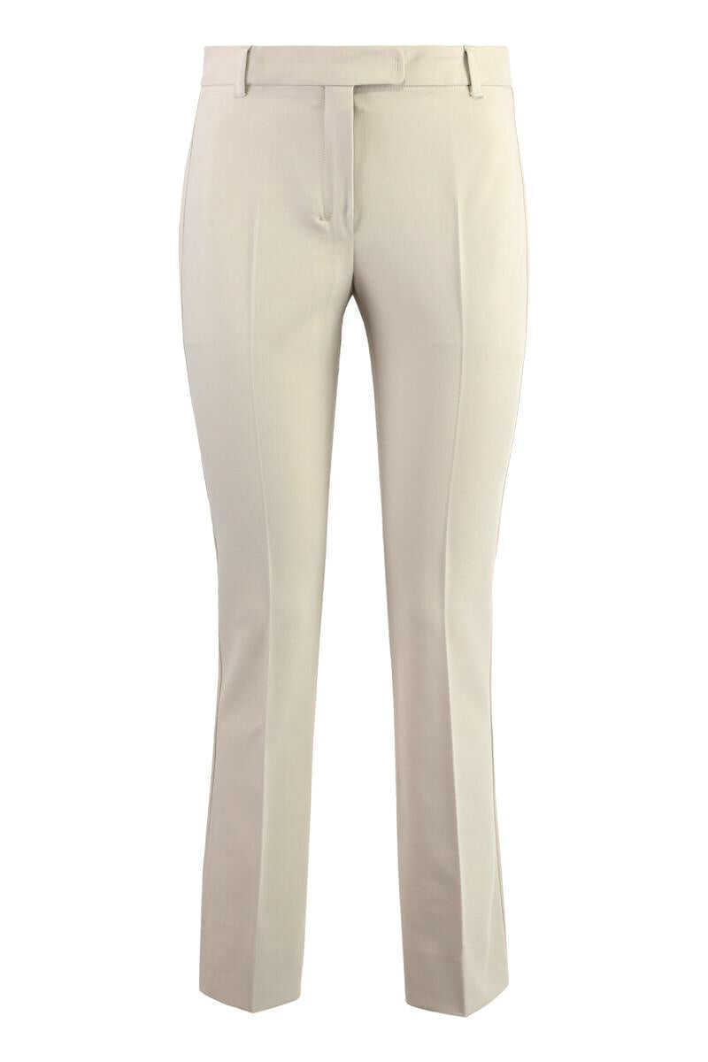 Pantaloni casual Max Mara S Max Mara Stretch Viscose Trousers With Flared Hem Beige Femei (BM 16839809) 1