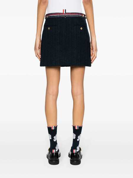 Fuste Thom Browne Thom Browne Rwb Skirt In Tweed BLUE Femei (BM 16840070) 4