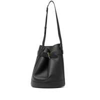 Genti de umar Black Medium Bucket Bag With Adjustable Shoulder Strap And Buckle Closure In Grained Leather Woman Femei