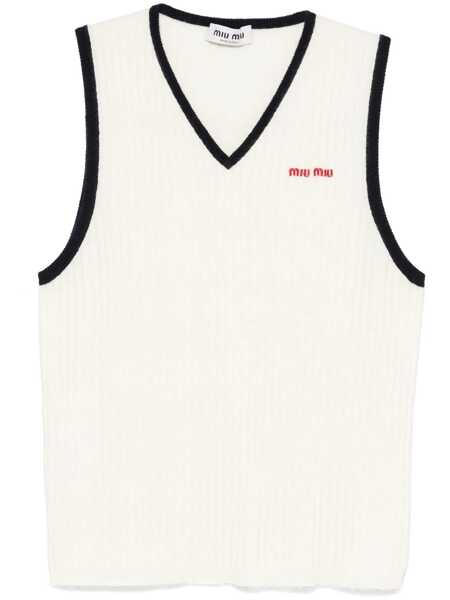 Geci Miu Miu Miu Miu Cashmere Gilet NATURALEBLU Femei (BM 16844078) 1