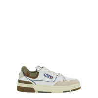 Sneakers White Low Top Sneakers With Green Details And Logo Patch In Leather And Suede Man Barbati