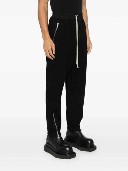 Pantaloni Rick Owens Black Track Pants With Oversized Drawstring In Wool Man Black Barbati (BM 16846385) 3