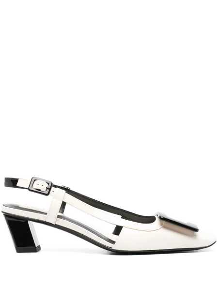 Pantofi cu toc Roger Vivier Roger Vivier Belle Vivier Leather Slingback Pumps WHITE Femei (BM 16846421) 1