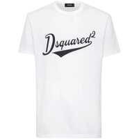 Tricouri White T-Shirt With Logo Print On The Front In Cotton Man Barbati