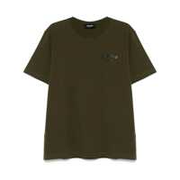 Tricouri Green Crew-Neck T-Shirt With Logo On The Front In Cotton Man Barbati
