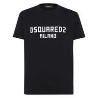 Tricouri Black Crewneck T-Shirt With Logo Lettering On The Front In Cotton Man Barbati
