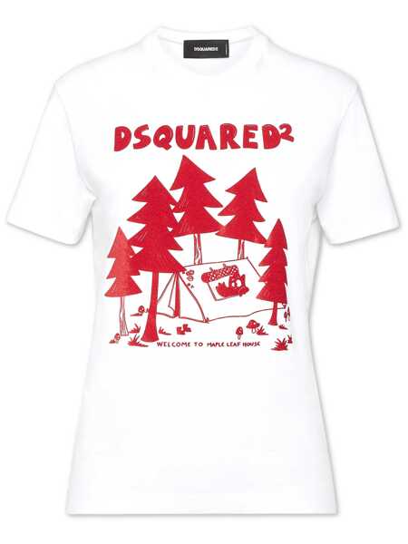 Tricouri DSQUARED2 DSQUARED2 D2 Logo-Print T-Shirt WHITE Femei (BM 16847408) 1