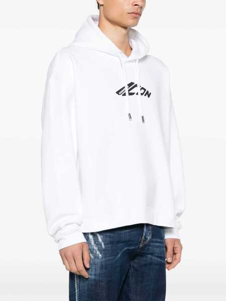 Bluze de trening DSQUARED2 DSQUARED2 D2 Logo-Print Hoodie WHITE Barbati (BM 16847477) 3