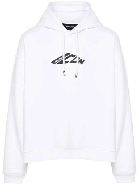 Bluze de trening DSQUARED2 DSQUARED2 D2 Logo-Print Hoodie WHITE Barbati (BM 16847477) 1