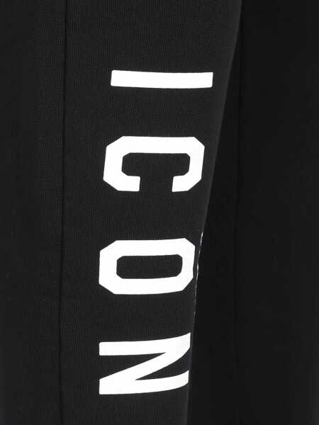 Pantaloni DSQUARED2 Black Pants With Elastic Waist And Logo Lettering On The Leg In Cotton Man Black Barbati (BM 16847486) 3
