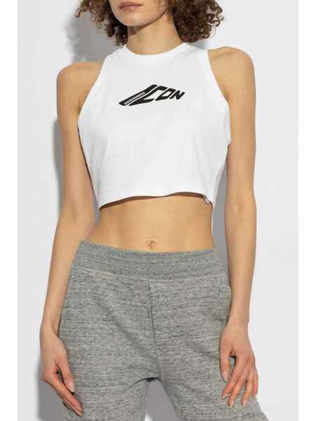 Topuri DSQUARED2 DSQUARED2 D2 Logo-Print Top WHITE Femei (BM 16847504) 3