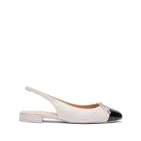 Balerini Grey Slingback Ballet Shoes With Cap Toe And Bow Detail In Leather Woman Femei